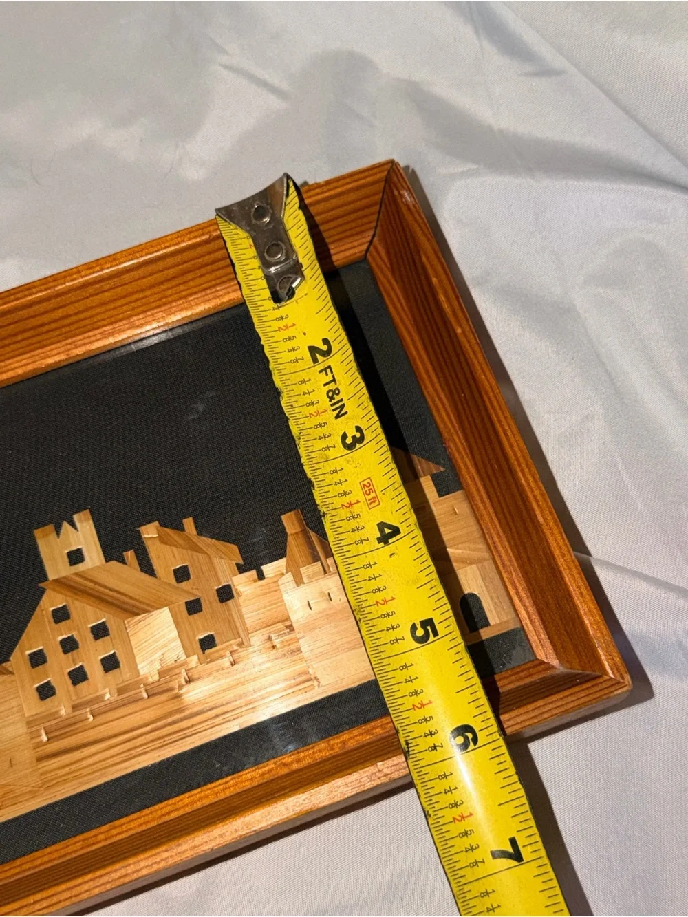 Vintage Polish Wood Marquetry Wall Art 1973 | Handcrafted Intarsia Cityscape |